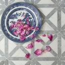 Cararra, Snow White 13 7/8"x13 7/8" Honed Large Lattice Marble Mosaic Tile room shot decorative view