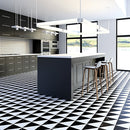 White and Black Honed Mcm Square Marble Mosaic 8"x8" Checkerboard Collection room shot kitchen view