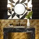 White and Black Honed Mcm Square Marble Mosaic 8"x8" Checkerboard Collection room shot plant view 2