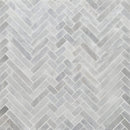 Cararra Honed 16 5/6"x12 1/16" Mixed Herringbone Marble Mosaic product shot tile view