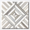 Skyline, Ice white 14 5/16"x14 5/16" Honed Ponte Marble Mosaic Product shoot mosaic view
