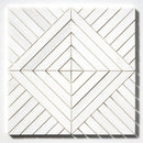 Ice white 14 5/16"x14 5/16" Multi Finish Ponte Marble Mosaic Product shoot mosaic view 5