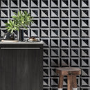 Foster Light Black 11 15/16"x11 15/16" Multi Finish York Marble Mosaic room shot plant on table view