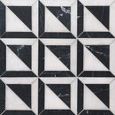 Black, Glacier 11 15/16"x11 15/16" Honed York Marble Mosaic Product shot tile view 2