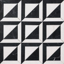 Black, Ice white 11 15/16"x11 15/16" Honed York Marble Mosaic Product shoot mosaic view