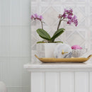 Snow White Lonte 13 9/16"x13 9/16" Multi Finish Kent Marble Mosaic Tile room shot bathroom view
