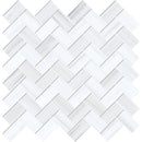 White Dolomiti 12 1/8"x13 3/8" Classic Honed Herringbone Marble Mosaic product shot tile view