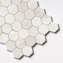 Clear Ice Polished 10 3/8"x12" Hexagon Marble Mosaic angle view
