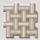Clear Ice Diana Royal, Paradise 13 7/8"x13 7/8" Polished Lattice Marble Mosaic profile view