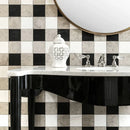 Britannia Light Snow White Black 16"x16" Honed Limestone 4"x4" Mosaic Tile product shot table view