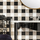 Britannia Light Snow White Black 16"x16" Honed Limestone 4"x4" Mosaic Tile product shot table view 2