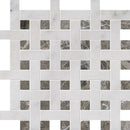 Lonte Silver Drop 12 5/8"x12 5/8" Polished Basket Weave 1"x3" Marble Mosaic product shot tile room view