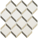 Hampton, Seashell, Heritage Honed 14 9/16"x14 15/16" Steps 3d Limestone Mosaic Tile product shot wall view