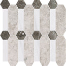 Silver Clouds Snow White Arctic 13"x13" Gray Multi Finish Pillar Marble Mosaic Tile product shot tile view