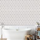 Silver Clouds Snow White 14 3/16"x14 15/16" Multi Finish Stars Marble Mosaic Tile product shot bathroom view
