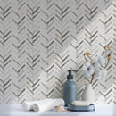 Skyline Snow White 11 13/16"x12 3/16" Multi Finish Raya Basket Marble Mosaic product shot bathroom view