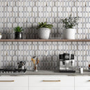 Skyline Snow White Foster 13"x13" Multi Finish Pillar Marble Mosaic Tile product shot kitchen view