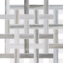 Skyline Snow White 12 5/8"x12 5/8" Polished Basket Weave 1x3 Marble Mosaic Tile product shot tile view