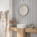 Snow White Foster 11 13/16"x12 3/16" Multi Finish Raya Basket Marble Mosaic Tile product shot bathroom view