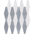 Snow White Foster 11"x14 15/16" Multi Finish Rhomboid Blend Marble Mosaic product shot tile view