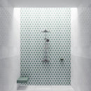 Verde Capri Snow White 14 3/16"x14 15/16" Multi Finish Stars Marble Mosaic Tile product shot bathroom view
