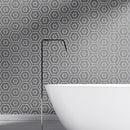 Penny Round 9 1/4"x9 29/64" White, Allure Light, Britannia Honed Penny Round 8 Marble Mosaic Product shoot washroom view