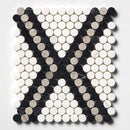 Penny Round 11 27/64"x10 15/64" Honed Diamond 1 Marble Mosaic wall view