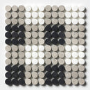 Penny Round Honed  9 27/32"x9 27/32" Plaid 1 Marble Mosaic wall view 2