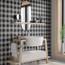 Penny Round Honed  9 27/32"x9 27/32" Plaid 1 Marble Mosaic bath mirror view