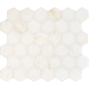 Calacatta Roma 10 3/8"x12" Honed Hexagon Marble Mosaic room shot kitchen view product shot tile view