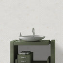 Calacatta Roma 12 7/8"x8 9/16" Honed Large Herringbone Marble Mosaic room shot basin view