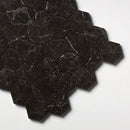 Black Night Honed 10 3/8"x12" Hexagon Marble Mosaic edge view
