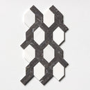 Black Night, Snow White Honed 9 11/16"x16 7/16" Braided Hexagon Marble Mosaic