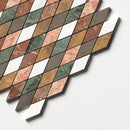 Keefer Mix Snow White, Bosphorus, Red Laguna, 10 1/8"x12 1/8" Honed Hazem Marble Mosaic profile view