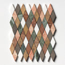 Keefer Mix Snow White, Bosphorus, Red Laguna, 10 1/8"x12 1/8" Honed Hazem Marble Mosaic top view