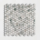 Calacatta Lotti 11 1/4"x11 3/4" Honed Penny Round Marble Mosaic Tile product shot tile view