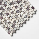 Penny Round Calacatta Viola Honed 11 1/4"x11 3/4" Marble Mosaic edge view