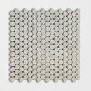 Penny Round Thala Gray Honed 11 1/4"x11 3/4" Limestone Mosaic wall view