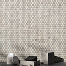 Penny Round Thala Gray Honed 11 1/4"x11 3/4" Limestone Mosaic bath view