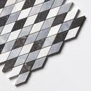 Keefer Mix Allure L, Iris Black, Bianco Dolomiti Cl 12"x12" Honed Hazem Marble Mosaic edge view