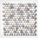 Pitoly Honed Penny Round 12"x12" Marble Mosaic wall view