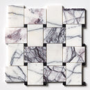 Pitoly Honed Pinwheel 12"x12" Marble Mosaic wall view