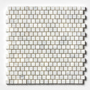 Carrara Blend Honed 12"x12" Staggered Joint Marble Mosaic product shot profile view