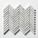 Carrara Blend Honed 12 1/8"x13 3/8" Herringbone Marble Mosaic product shot profile view