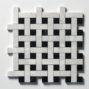 Carrara Blend Honed 12"x12" Basket Weave 1x3 Marble Mosaic profile view