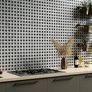 Carrara Blend Honed 12"x12" Basket Weave 1x3 Marble Mosaic kitchen view