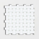 Jade  Green White & ming Green 12"x12" Polished Basket Weave Marble Mosaic Product shoot profile view