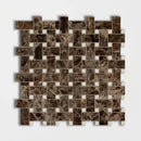 Emperador Dark & Crema Marfil 12"x12" Polished Basket Weave Marble Mosaic product shot tile view