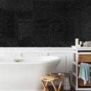 Black Polished 12"x12" Marble  1"x1" Mosaic room shot bathroom view