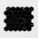 Black Polished 12"x12" Hexagon Marble Mosaic product shot tile view